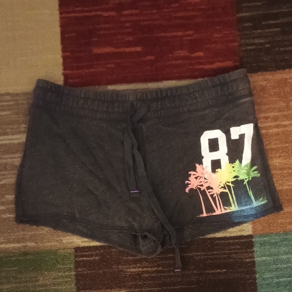 Black Women's Shorts with Palm Tree Design